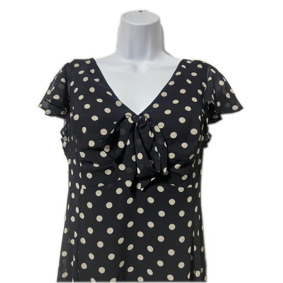 NWOT DKNY Navy Blue and White Polka Dot Mini Dress, Size 8 - Picture 3 of 10